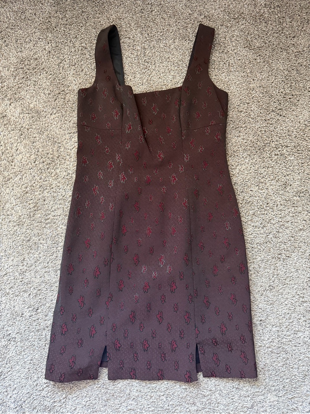 Vintage Laundry By Shelli Segal Mini Dress with Red Floral Jacquard